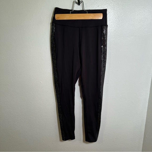 Pam & Gela Move Fast Legging Black Sequin Side Stripe P - Picture 2 of 9